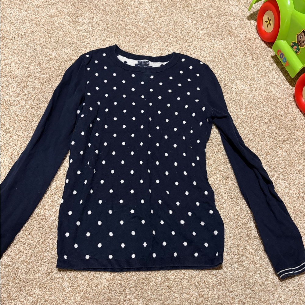 Tommy Hilfiger Navy and White Polka Dot Sweater